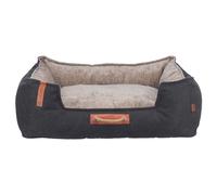 TRIXIE BE Nordic Föhr 36592 Panier carré pour chien Noir/sable 100 x 80 cm Panier carré pour petits et grands chiens - Panier confortable avec poignée de transport pratique - Doux et lavable