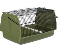 TRIXIE Boîte de transport pour oiseaux et petits animaux, 22 × 14 × 15 cm, 5901, vert, plastique/métal, poignée de transport, perchoir amovible