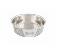 Trixie Bol en acier inoxydable avec silicone – 1,4 L Ø 21 cm Blanc/Gris