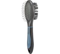 TRIXIE Brosse à poils bilatérale pour différents types de poils - poils en nylon et poils métalliques avec picots - manche plastique caoutchouté - noir/bleu - 5 x 19 - 24151