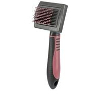 TRIXIE Brosse douce pour chats - Poils de garde & sous-poils - poils synthétiques doux avec picots - manche caoutchouté - noir/rouge - 7 x 16 cm - 23125