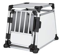 TRIXIE Caisse de transport pour chiens Aluminium en argent - S: 53×61×74 cm, caisse pour chien stable et silencieuse avec côtés biseautés,fermeture de sécurité & tapis de couchage antidérapant - 39341