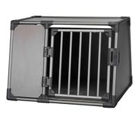 Trixie Cage de Transport pour Chien en Aluminium Graphite - Taille M - L : 61 x 66 x 86 cm - Cage Robuste et silencieuse avec côtés inclinés, Fermeture de sécurité et Tapis de Couchage antidérapant