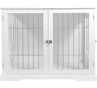 TRIXIE Cage d'intérieur pour Chien de 83,1 cm, Table en Bois pour Chiens jusqu'à 22,7 kg, Niche pour Chien de Taille Moyenne, Parfaite dans n'importe Quelle pièce, Blanc