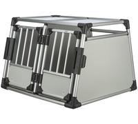 TRIXIE Caisse de transport double aluminium - Caisse pour deux chiens jusqu'à 50 kg, 93 × 64 × 83 cm, avec séparation amovible, fermeture de sécurité à l'avant & matelas antidérapant - 39345