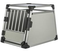 TRIXIE Caisse de transport pour chiens Aluminium en argent - M : 60 × 65 × 86 cm, caisse pour chien stable et silencieuse avec côtés biseautés & matelas antidérapant - 39342