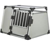 TRIXIE Caisse de transport pour chiens, aluminium, L : 90 × 64 × 78 cm, gris clair/argent, fermeture de sécurité, bonne visibilité à travers la vitre arrière, parois relevées - 39343
