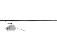 Trixie Canne à pêche 4105 – souris peluche/plastique, herbe à chat, tige 48 cm, élastique 60 cm