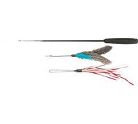 Trixie Canne à pêche télescopique pour Chats - avec poignée - 2 Jouets interchangeables - Tige en Fibre de Verre - Extensible de 40 à 98 cm - 45763