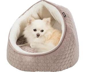 TRIXIE Caverne Livia - Velours et peluche - Coussin réversible - Remplissage mousse' - Fond antidérapant - ø 45 x 33 cm - vieux rose/blanc - 36353
