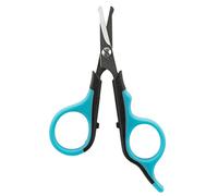TRIXIE Ciseaux visage et pattes avec pointe arrondie pour protection - en acier inoxydable - manche plastique caoutchouté - 8cm - noir/bleu - 2360