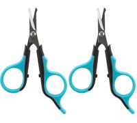 TRIXIE Ciseaux visage et pattes avec pointe arrondie pour protection - en acier inoxydable - manche plastique caoutchouté - 8cm - noir/bleu - 2360 (Lot de 2)