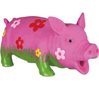 Trixie Cochon en latex Décor Fleurs avec voix d'animal originale 20 cm