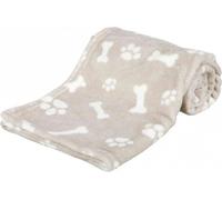 Trixie Couverture en peluche KENNY, beige avec des blocs et des pattes Taille : 75 x 50cm