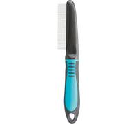 TRIXIE Démêleur de pelage pour démêler et lisser le pelage - pour le poil de garde et le sous-poil - poignée en plastique caoutchouté - 22 cm - noir/bleu - 23772