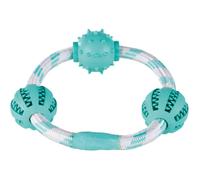 Trixie Denta Fun Anneau Corde Avec Balles Menthes Caoutchouc Ø 20cm/Ø 5cm 1 Pièce