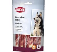TRIXIE Denta Fun Rolls avec canard - Snacks pour chiens - Peau de boeuf enrobée de viande de canard - Sans gluten - 12 cm - 10 rouleaux - 80 g