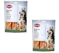 TRIXIE Denta Fun Rouleaux à mâcher en peau de bœuf enrobés de poulet - 30 rouleaux - 12 cm chacun - Sans gluten - 240 g - 31378