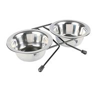 Trixie Eat - Lot de 2 bols en acier inoxydable sur pieds, 10 cm