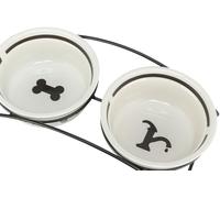 Trixie - Eat-on-Feet / 24643 - Gamelle double - Blanc/noir - 2 x 2,6 l / Diamètre 25 cm