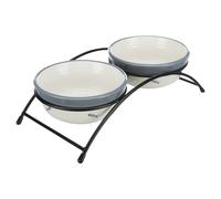 Bol en céramique Trixie avec empreintes de pattes pour chiens, 1,4 litre/20 cm, couleurs assorties (marron ou taupe)