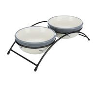 Set Ecuelles Eat On Feet, Céramique, 2 × 0,25 L/Ø 12,5 Cm, Rouge/Noir/Crème - Mon Animalerie