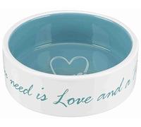 TRIXIE Écuelle ceramique Pet's Home - 0.3 L - Ø 12 cm - Creme et Bleu Clair - pour Chien