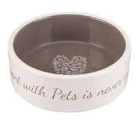 TRIXIE Ecuelle ceramique Pets Home - 0,3 L - O 12 cm - Creme et taupe - Pour chien G