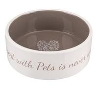 Trixie Mangeoire en céramique Pets Home avec cœur Crème-Taupe 16 cm 0,8 L pour petit animal