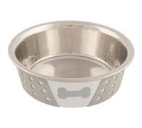 TRIXIE Gamelle en Acier Inoxydable Gamelle avec revêtement en Plastique et Inserts en Silicone - antidérapante - Lavable au Lave-Vaisselle - 0,4 l - 14 cm - 25255