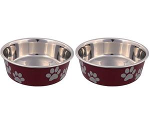 Trixie Ecuelle en Acier INOX Enduit Plastique Externe 0,4 l / 14 cm - Modèle aléatoire (Lot de 2)