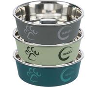 TRIXIE Ecuelle en acier inoxydable avec revêtement plastique - capacité 2,2 litres - ø 23 cm - 8 cm de haut - diverses couleurs - choix aléatoire - 1 pièce - 25245