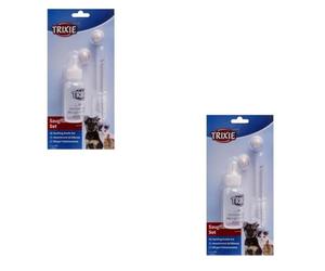 Trixie Ensemble de biberons Pack Double | 2 x 57 ML | pour Soutenir Les Nouveau-nés et Les orphelins Animaux avec des liquides et de la Nourriture | avec Brosse à biberon et 3 tétines en Silicone