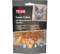 Trixie Friandises pour Chats Premio Cubes à Base d'ingrédients naturels 50 g, délicieuses friandises pour Chats à la Poitrine de Poulet et aux crevettes - 42775
