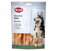 Trixie Rouleaux à mâcher Denta Fun – peau de bœuf enrobés de poulet, sans gluten, 30x12 cm