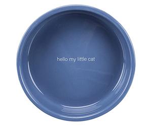 Trixie Gamelle, Plat, Hello My Little Cat, céramique, 0, 3 l/ø 15 cm, Bleu Clair/Blanc