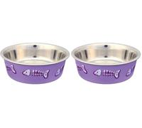 Trixie Gamelle pour Chat en Acier Inoxydable avec revêtement en Plastique, 0,3 l Couleurs aléatoires (Lot de 2)