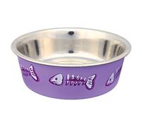 Trixie Gamelle pour chat en acier inoxydable avec revêtement en plastique, 0,3 l Couleurs aléatoires