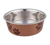 Trixie Gamelle pour chien/bol à nourriture en acier inoxydable, avec revêtement en plastique, diamètre 12 cm, couleurs assorties