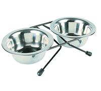 Trixie - Gamelles / Bols En Inox pour Chien - Support Stand et Fil - Taille 15 cm