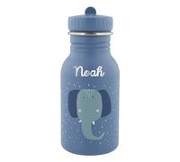 Trixie Gourde personnalisée pour bébé, motif d'éléphant, 350 ml, en acier inoxydable, avec nom, pour filles et garçons, anti-fuite et adaptée aux enfants