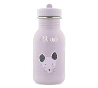 Trixie Gourde pour enfant, motif de souris, personnalisable, 350 ml, en acier inoxydable, avec nom, pour filles et garçons, anti-fuite et adaptée aux enfants