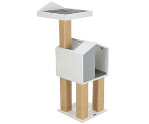 TRIXIE griffoir BE Nordic Jonte 115 cm en Gris/Blanc - Arbre à Chat à Plusieurs Niveaux avec Tronc en sisal et Grotte pour Chat en Guise de Retraite - Confortable et Stable - 44745