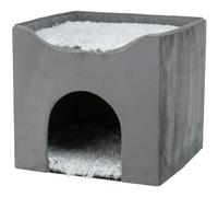 TRIXIE Harvey - 375010 - Niche pour Chat - 38 × 38 × 38 cm - Gris avec Coussin réversible, Rembourrage en Mousse et lit Douillet supplémentaire - Peu encombrant - Idéal pour Les Chats jusqu'à 10 kg