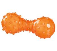 TRIXIE Haltère à friandises pour chiens, 34930, orange, 12 cm, caoutchouc, peut être rempli de friandises, deux ouvertures