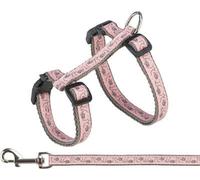 Trixie Harnais pour chat avec laisse, 27-45 cm/ 13 mm, 1,2 m, gris/rose