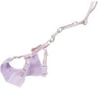 TRIXIE Harnais souple junior pour chiot avec laisse Taille S - M : tour de poitrine 26-34 cm/10 mm lilas - Harnais rembourré et réglable avec laisse réglable sur 3 positions pour petits chiens - 15564