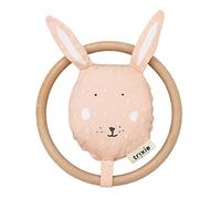 Trixie - Hochet pour bébé avec anneau en bois et animal en coton - Jouet d'éveil à partir de 3 mois - Mrs. Rabbit (Lapin)