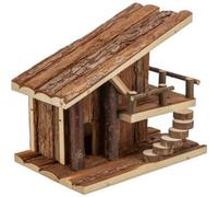 Trixie House JULE avec terrasse, pour souris, 25 x 21 x18 cm, bois naturel avec écorce