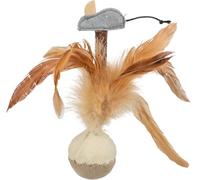 TRIXIE Jouet chat balle à ressort debout - stimule l'instinct de chasse de chaque chat - avec voix - en peluche - 15 cm - marron/beige - 45730